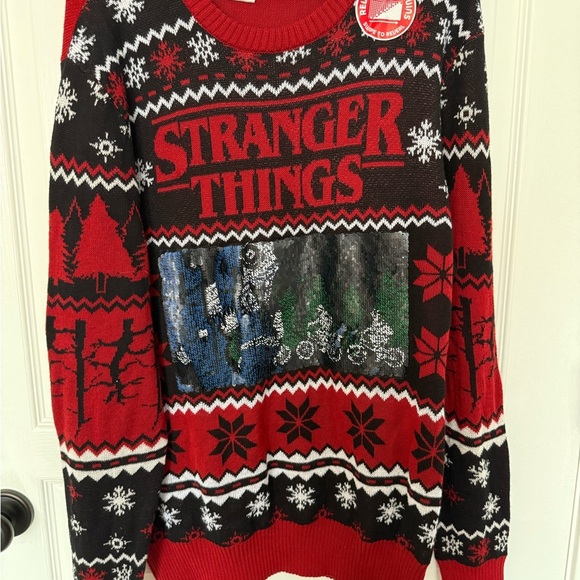 Netflix Stranger Things Red and Black Crewneck Sweater - Picture 1 of 5